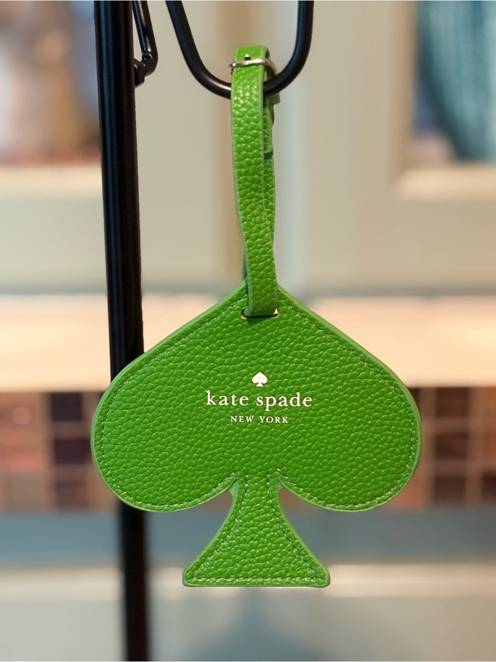 kate spade bright green spade luggage tag